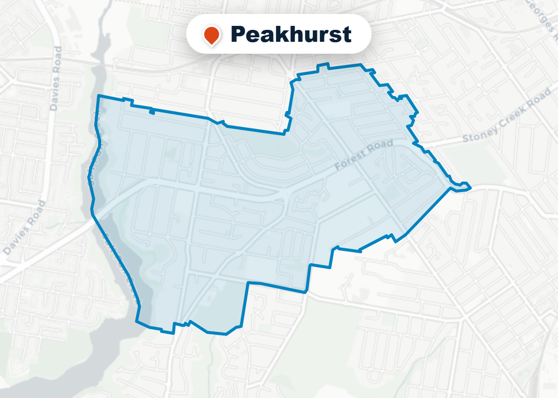 Map of Mr Splash plumbing service area in Peakhurst