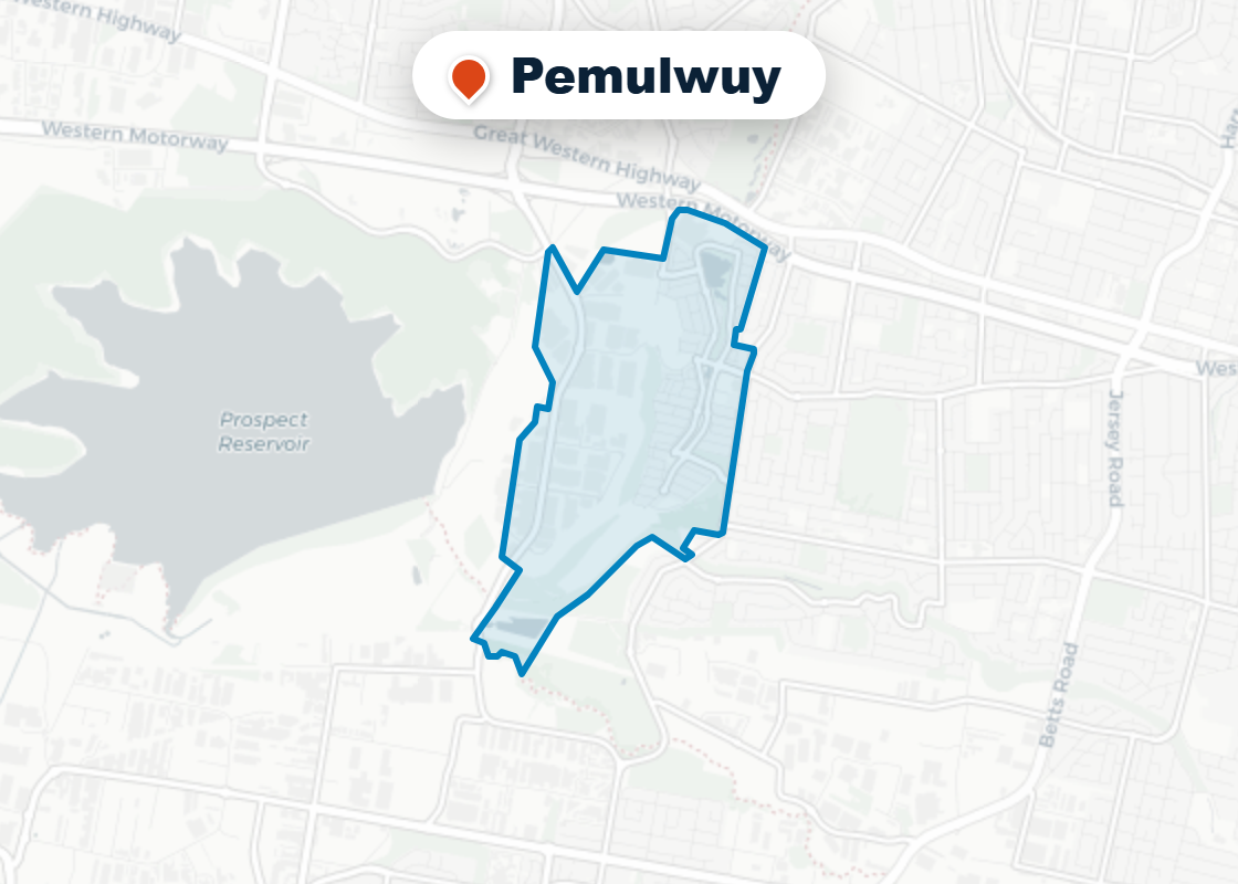 Map of Mr Splash plumbing service area in Pemulwuy