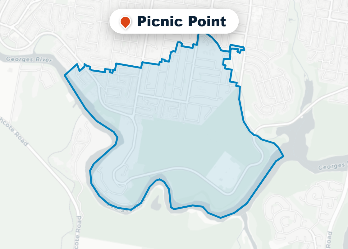 Map of Mr Splash plumbing service area in Picnic Point
