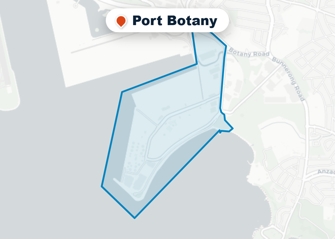 Map of Mr Splash plumbing service area in Port Botany