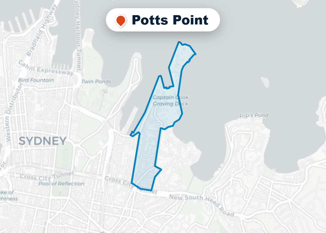 Map of Mr Splash plumbing service area in Potts Point