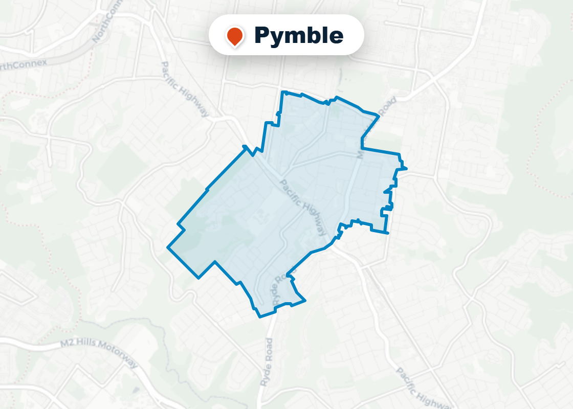 Map of Mr Splash plumbing service area in Pymble