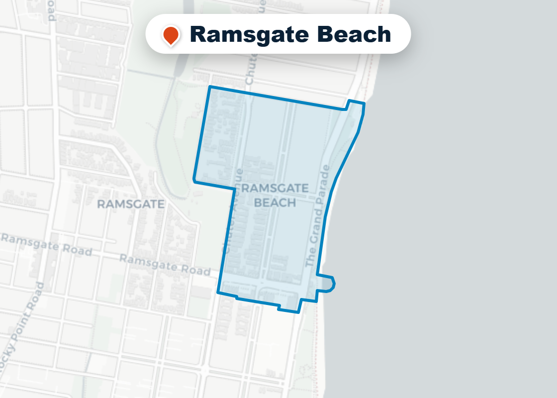 Map of Mr Splash plumbing service area in Ramsgate Beach