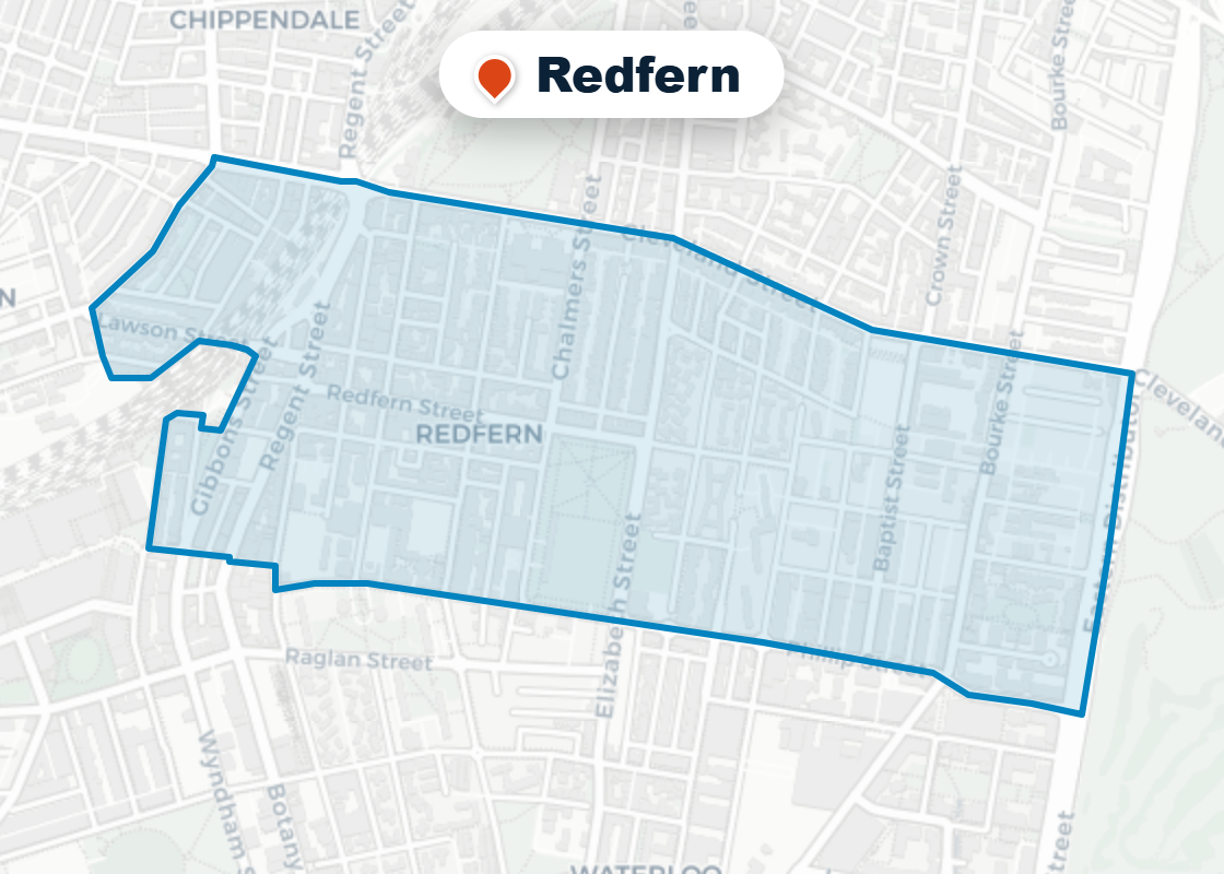 Map of Mr Splash plumbing service area in Redfern