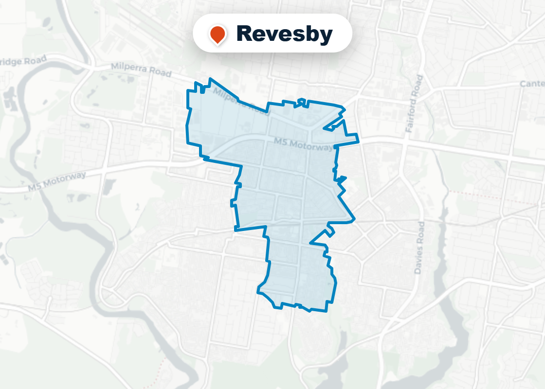 Map of Mr Splash plumbing service area in Revesby