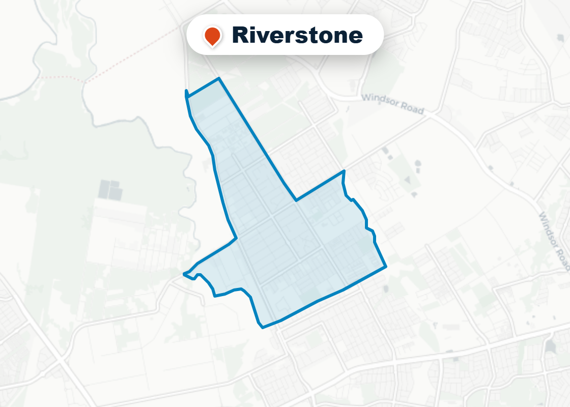 Map of Mr Splash plumbing service area in Riverstone