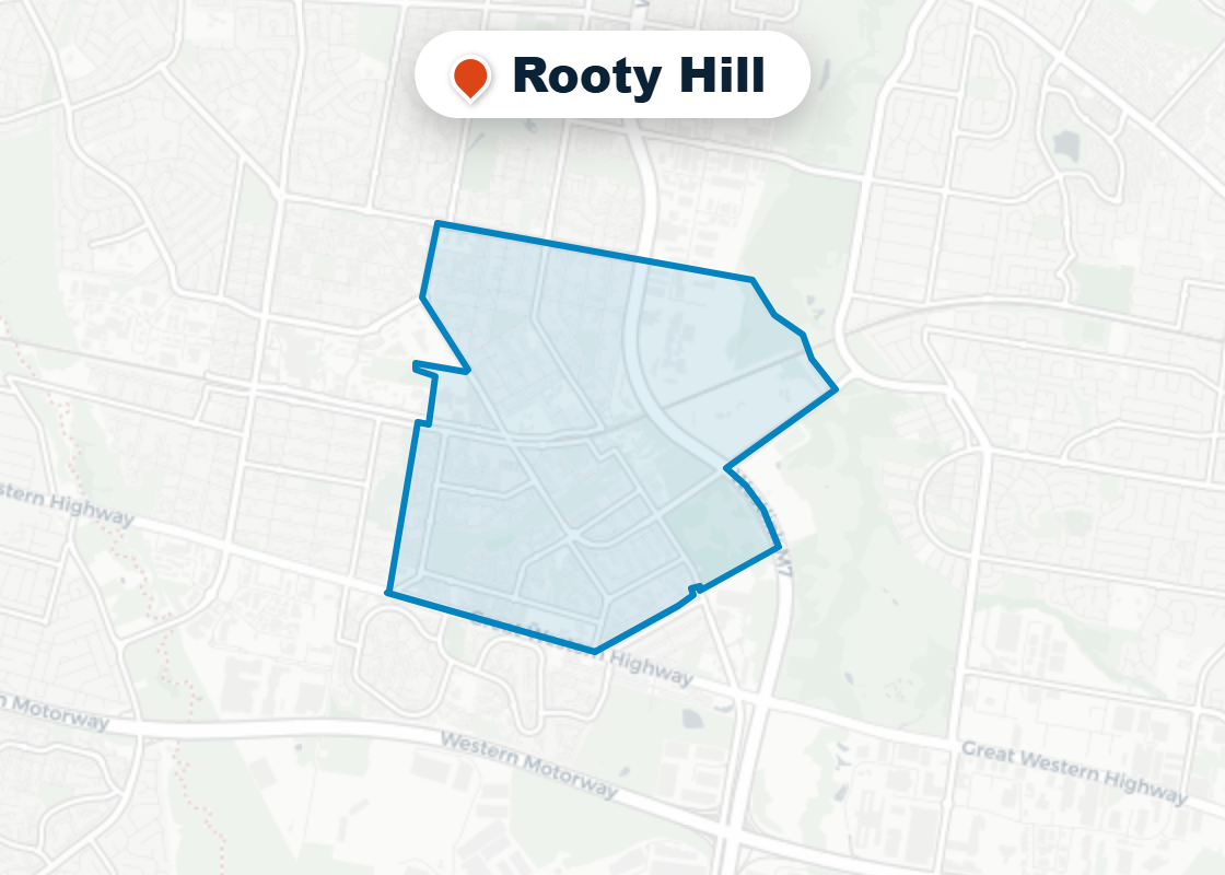 Map of Mr Splash plumbing service area in Rooty Hill