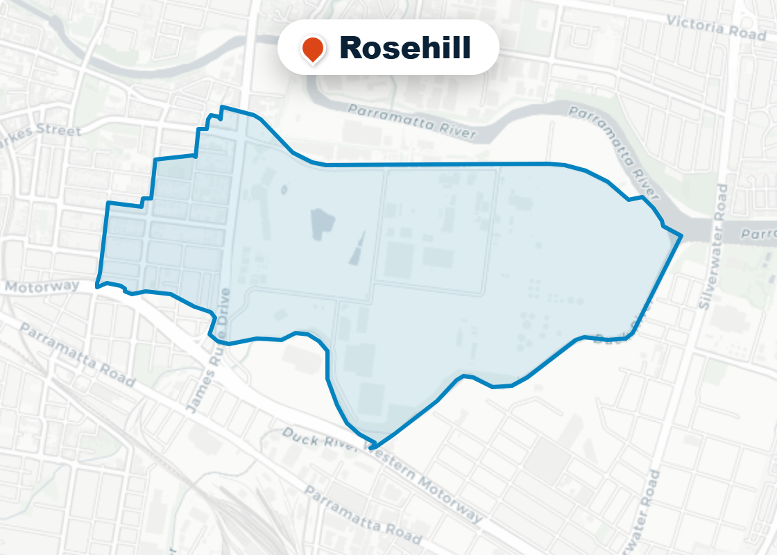 Map of Mr Splash plumbing service area in Rosehill