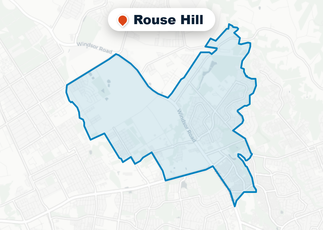 Map of Mr Splash plumbing service area in Rouse Hill