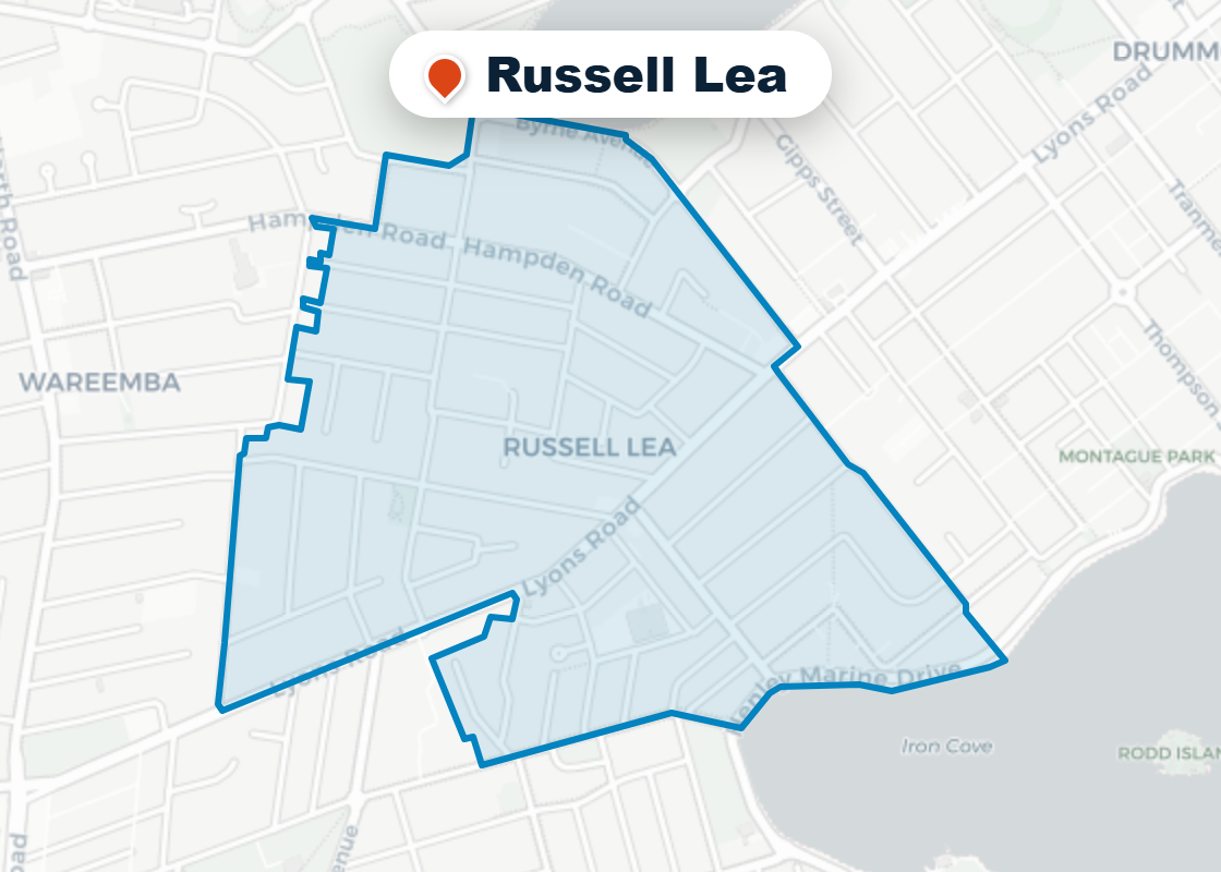 Map of Mr Splash plumbing service area in Russell Lea
