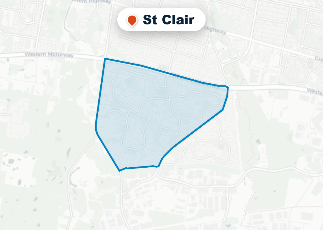 Map of Mr Splash plumbing service area in St Clair