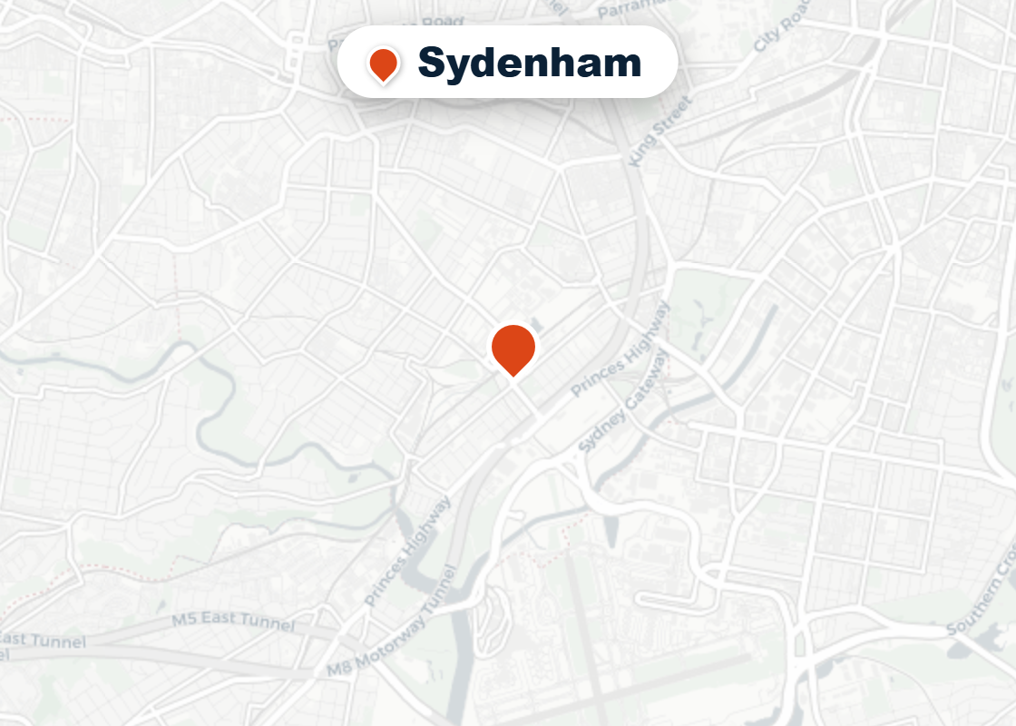 Map of Mr Splash plumbing service area in Sydenham