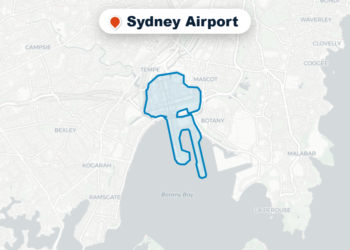 Map of Mr Splash plumbing service area in Sydney Airport