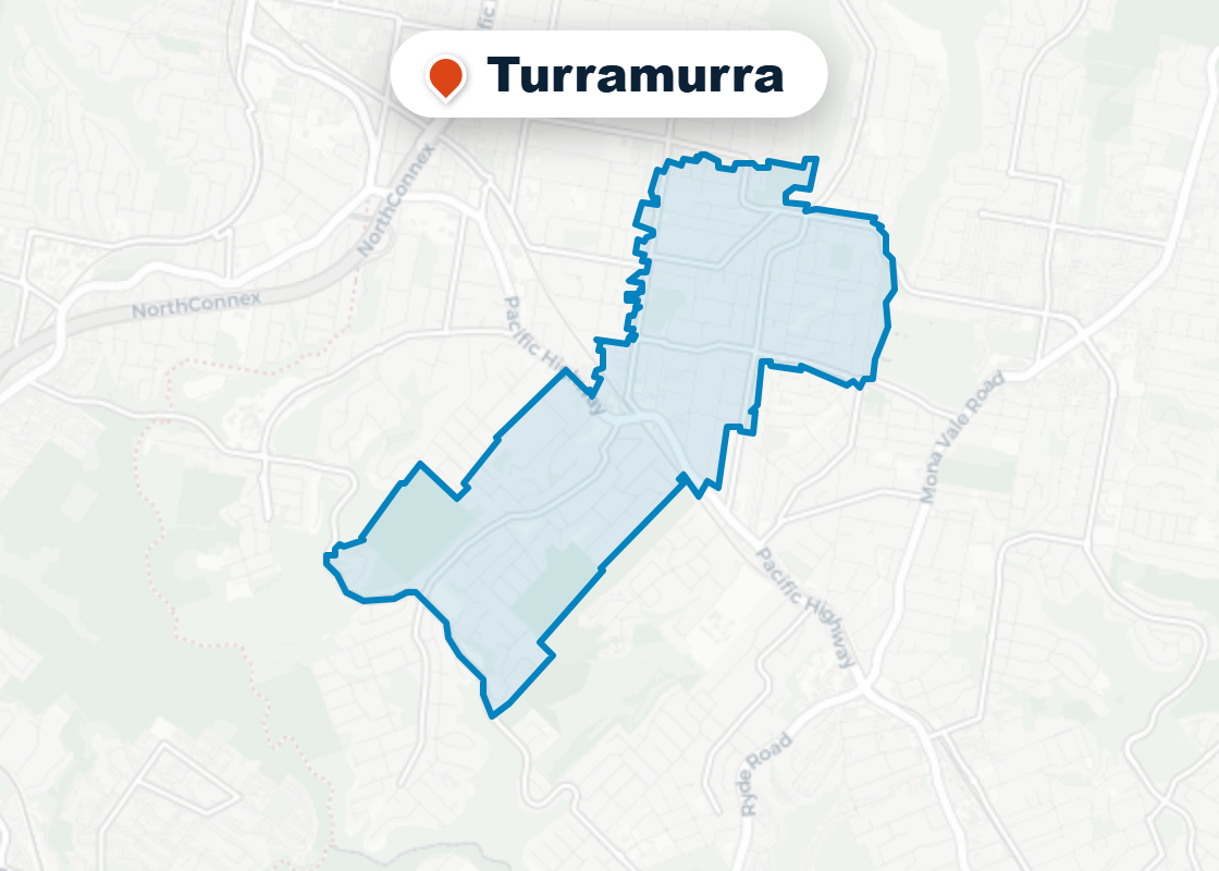 Map of Mr Splash plumbing service area in Turramurra