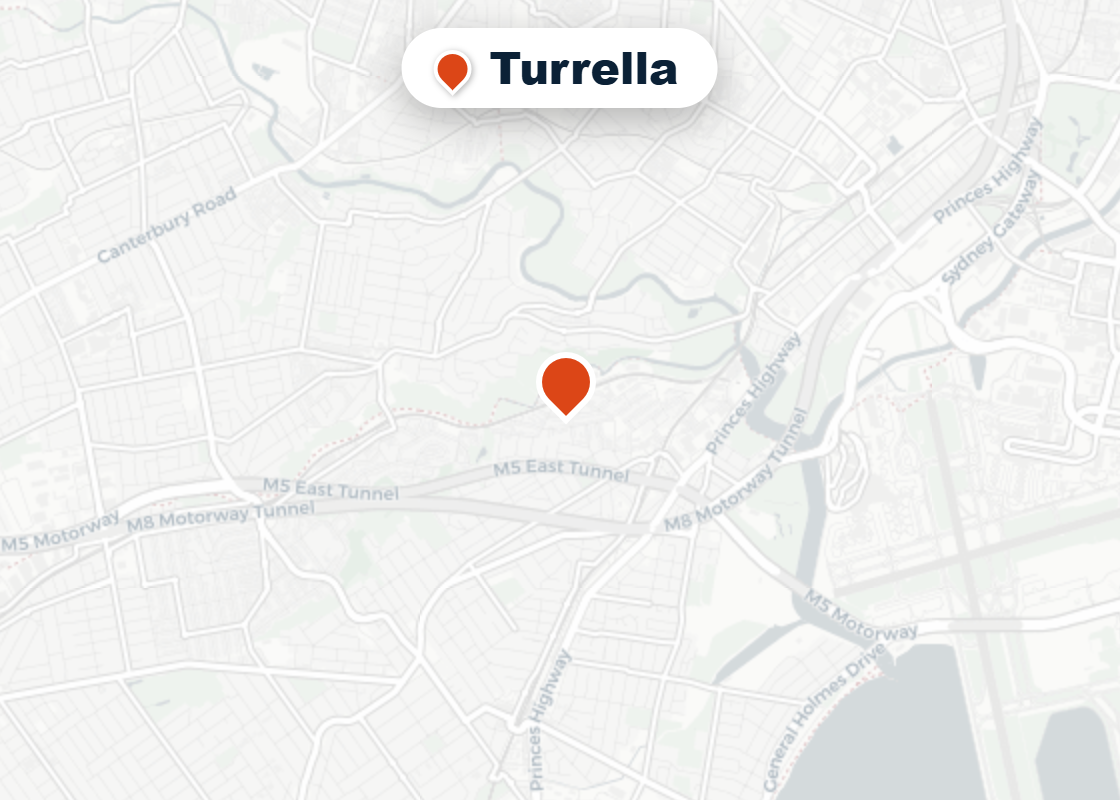 Map of Mr Splash plumbing service area in Turrella