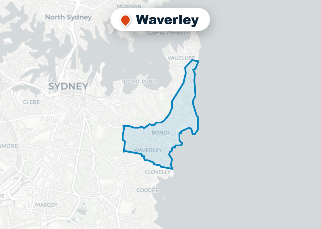 Map of Mr Splash plumbing service area in Waverley
