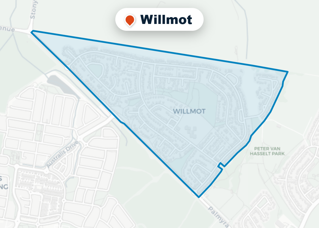 Map of Mr Splash plumbing service area in Willmot