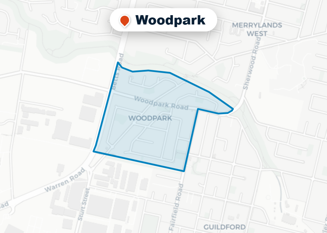 Map of Mr Splash plumbing service area in Woodpark